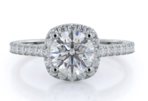 Squarish halo diamond engagement ring - With Clarity