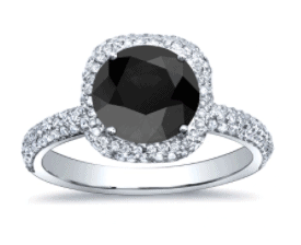 Micro Pave Halo Black Diamond Ring 