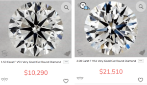 1.5 and 2.0 carat diamonds 