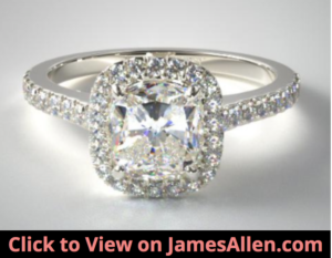14K White Gold Cushion Cut with Pave