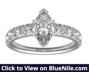 French Pave Diamond Ring with Marquise Cut