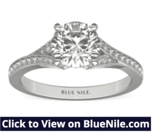 Milgrain Diamond Engagement Ring with V-Shank