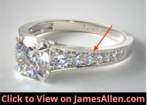 Reverse Taper Milgrain Diamond Ring