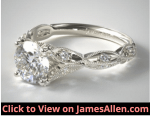 White Gold Milgrain Navette Engagement Ring