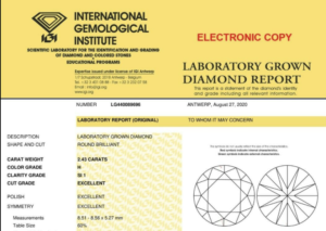 IGI Certificate for Lab-Grown Diamond