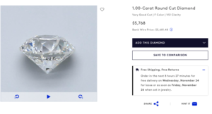 One-carat diamond from Blue Nile