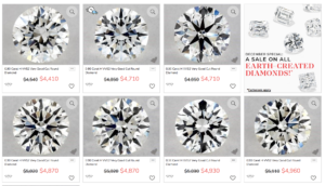 Prices of VVS2 Diamonds from James Allen