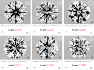 Prices for Diamonds at James Allen