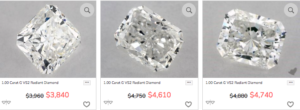 Prices of Radiant Cut Diamonds from James Allen
