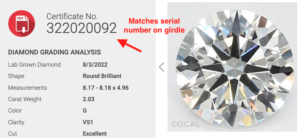 GCAL Diamond Certificate Verification