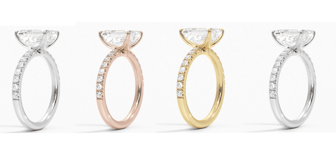French Pave Setting In Yellow Rose And White Gold And Platinum 