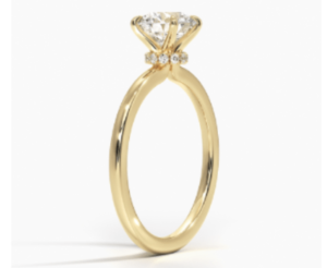 Engagement Ring with Hidden Halo Below Culet