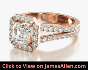 Asscher Cut Engagement Ring with Halo and Pave