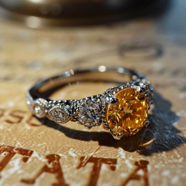 Vintage Elegance Champagne Diamond Engagement Ring