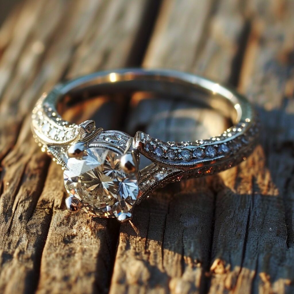 Antique-Style Pavé Engagement Ring