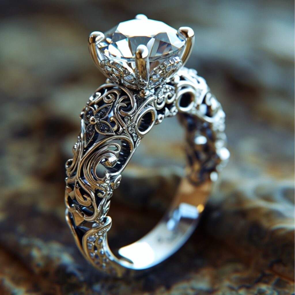 Baroque Elegance Solitaire Engagement Ring