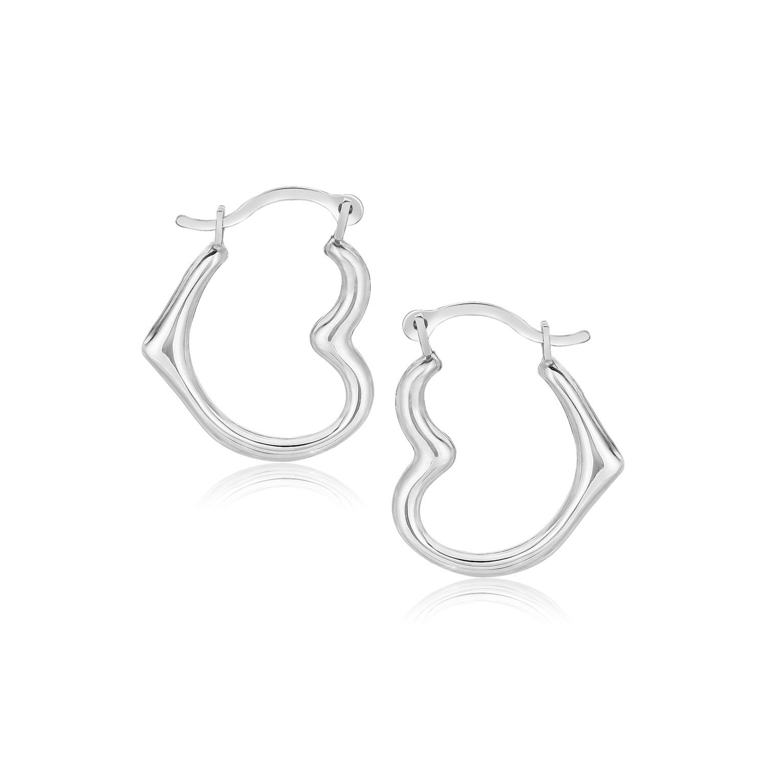 10k White Gold Heart Hoop Earrings - Teach Jewelry - Diamond Engagement ...