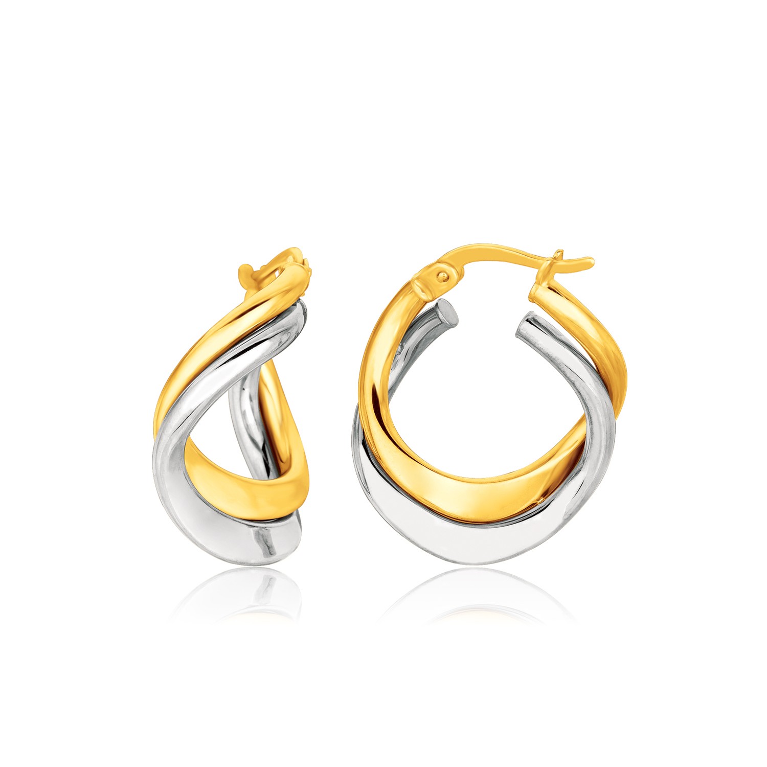 14k Two Tone Gold Earrings in Fancy Double Twist Style - Teach Jewelry ...