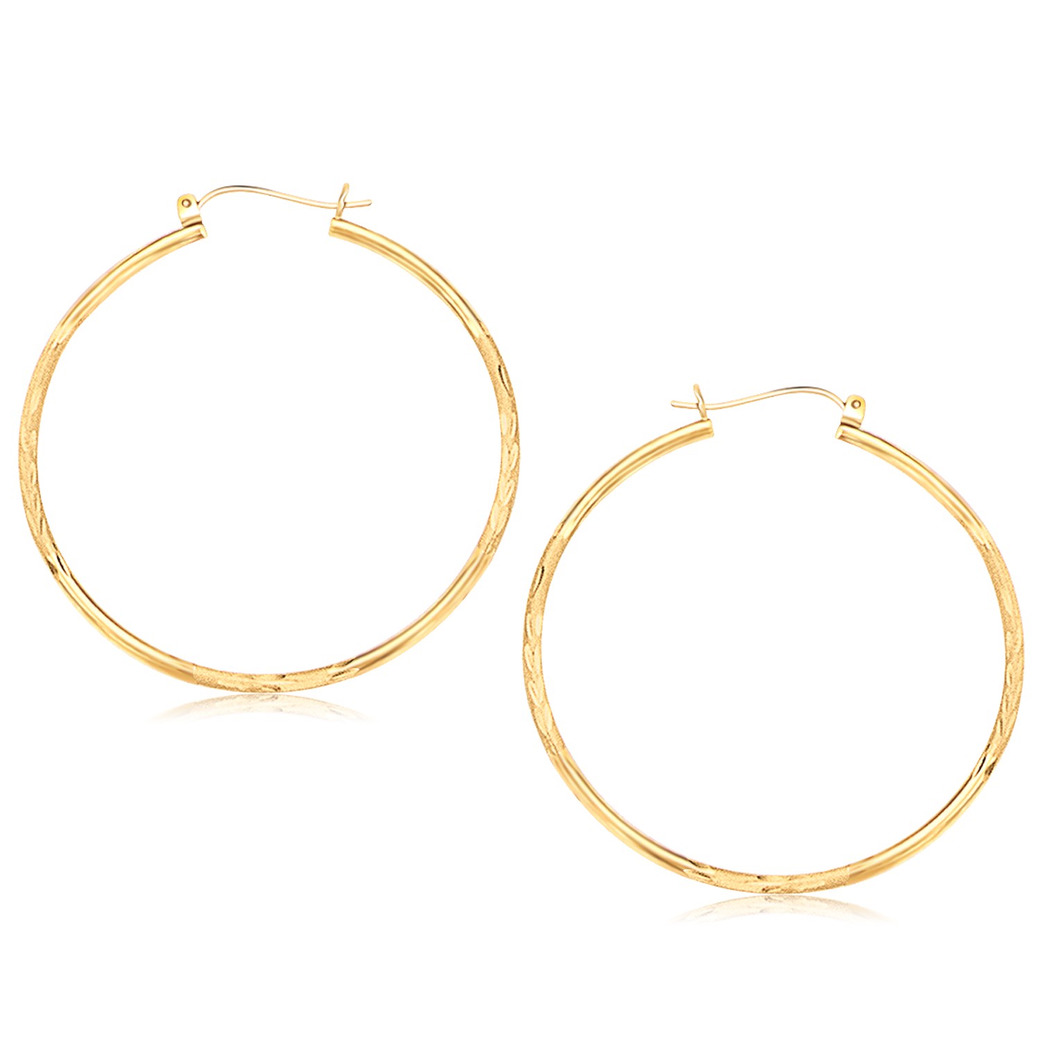 14k Yellow Gold Fancy Diamond Cut Extra Large Hoop Earrings (45mm ...