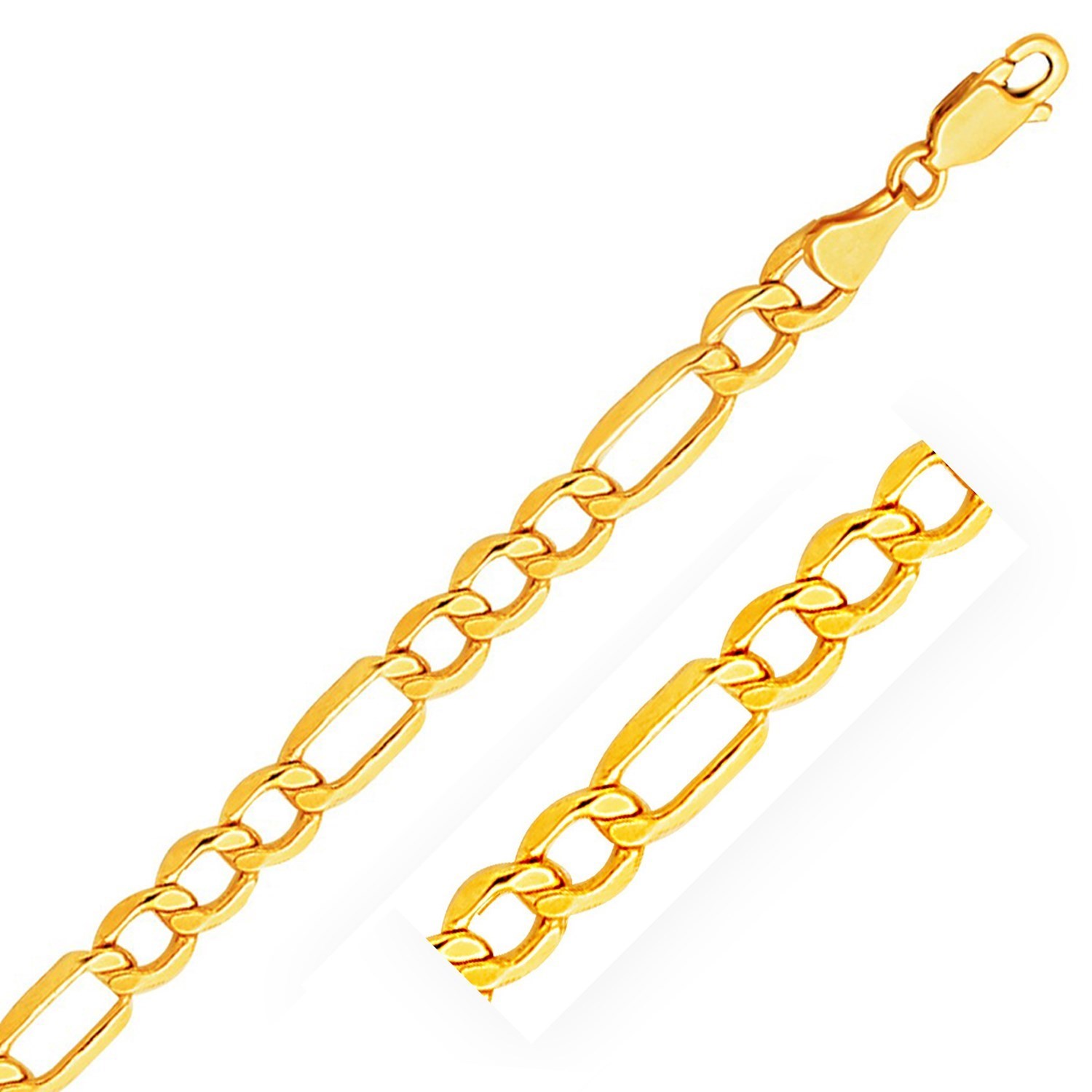 6.5mm 10k Yellow Gold Lite Figaro Bracelet - Teach Jewelry - Diamond ...