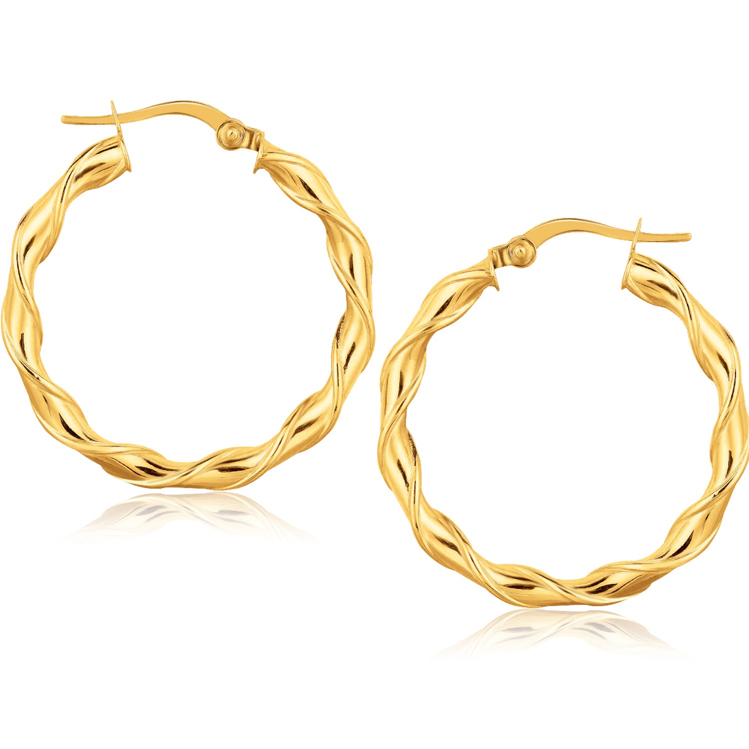 14k Yellow Gold Hoop Earrings (1 1-8 inch) - Teach Jewelry - Diamond ...