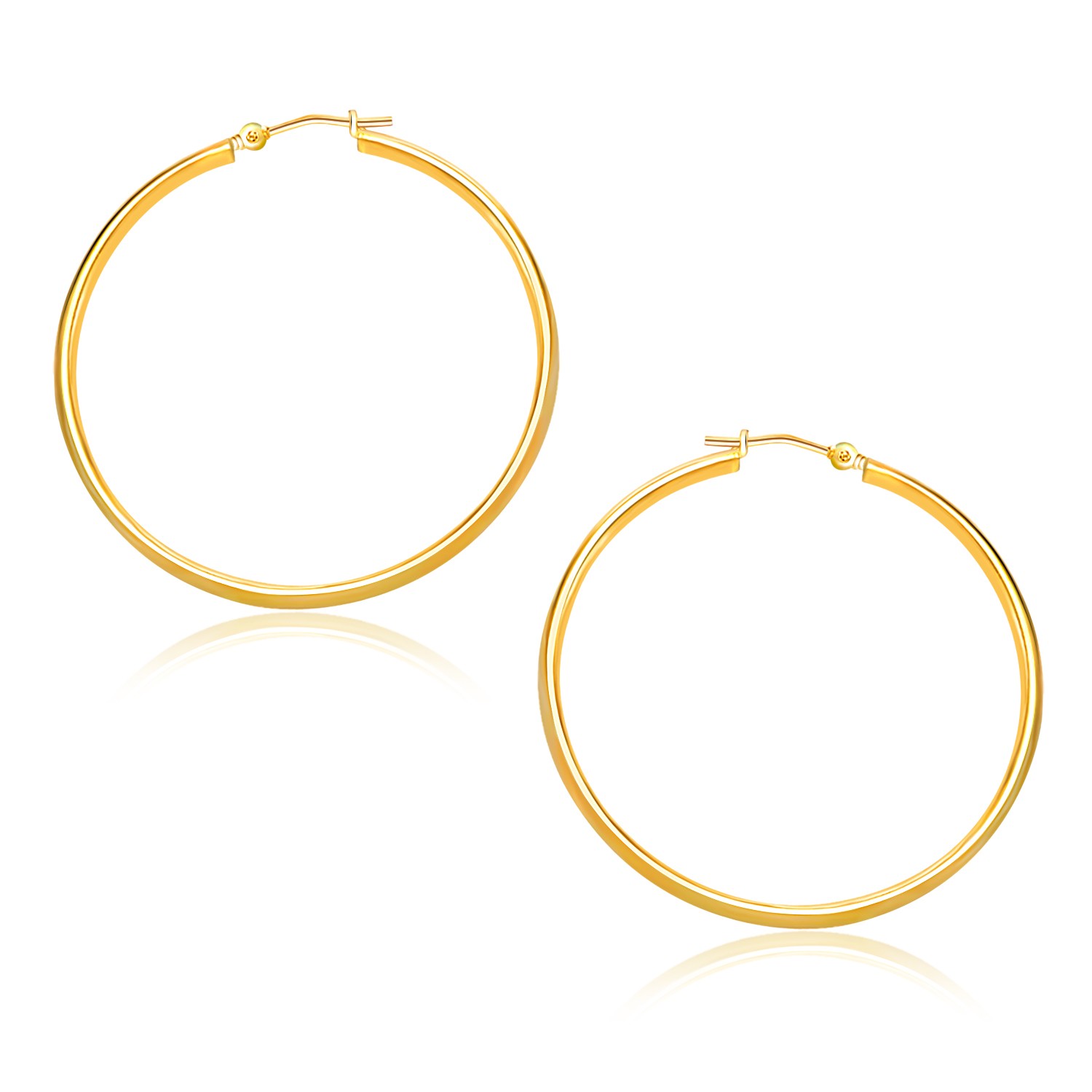14k Yellow Gold Polished Hoop Earrings (30mm) - Teach Jewelry - Diamond ...