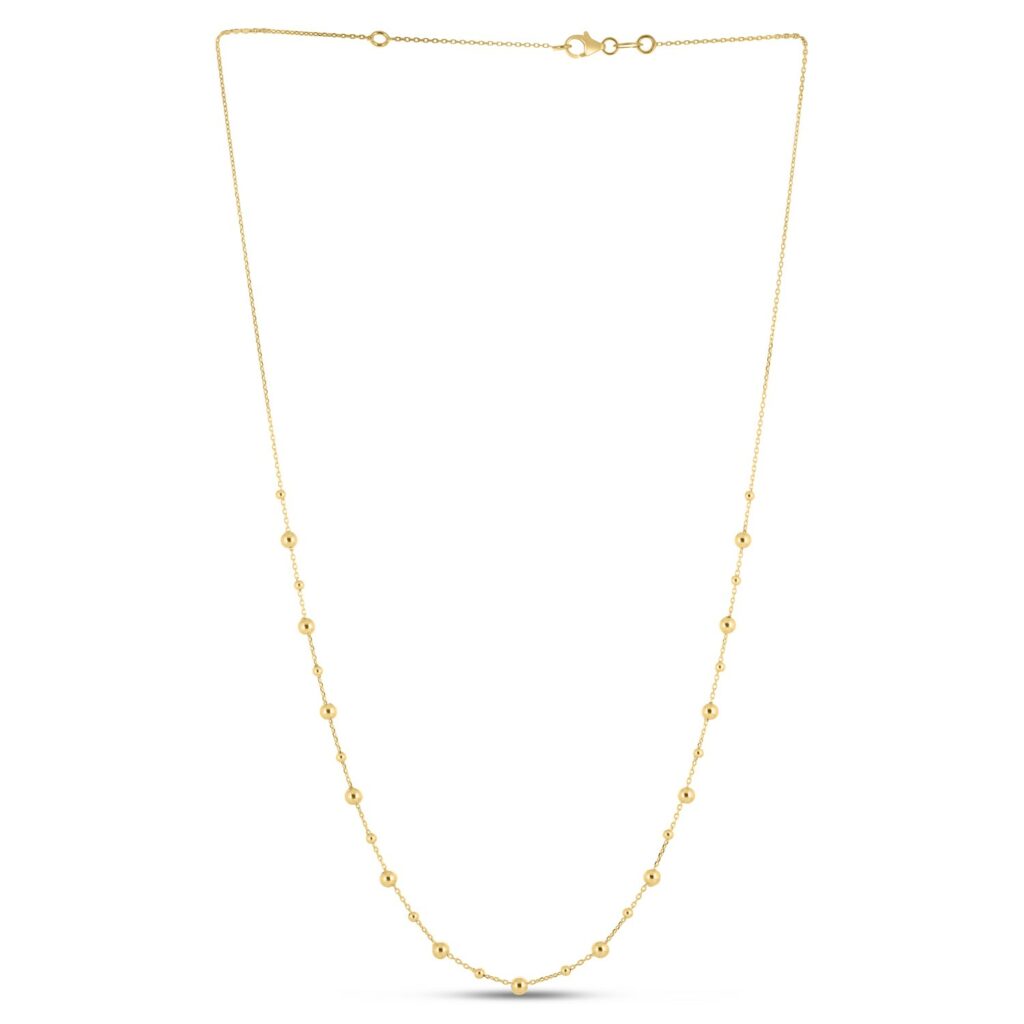 14k Yellow Gold Bead Necklace - Teach Jewelry - Diamond Engagement Rings