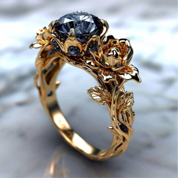 custom engagement ring design midnight blossom